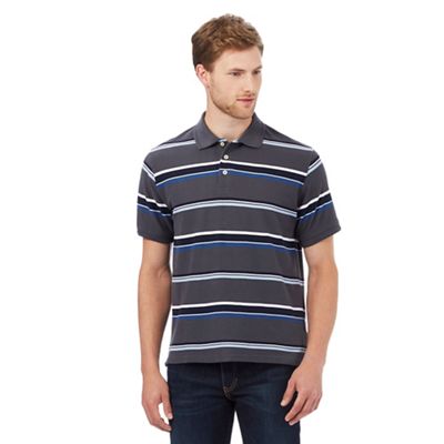 Maine New England Big and tall dark grey striped print regular fit polo shirt
